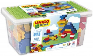 Set constructie Unico Plus Galetusa 120 piese cu placa construit