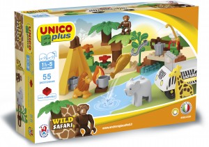 Set constructie cuburi Unico Safari mari 55 piese