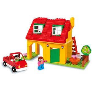 Set constructie Unico Vila cu masina 60 piese