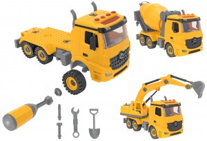 Vehicul constructie cu sunete si lumini si accesorii pentru demontat roti Globo