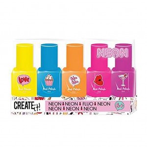 Set 5 oje neon Create It!, diverse culori, pentru fetite