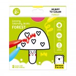 Carte de colorat pentru bebelusi Banana Panda Ready To Colour, Animale din Padure, 23 ilustratii simple, 2 carti tip acordeon, 96 cm lungime