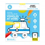 Carte de colorat pentru bebelusi Banana Panda Ready To Draw, Vehicule la lucru, 23 ilustratii simple, 2 carti tip acordeon, 96 cm lungime