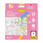 Carte de colorat si trasat linii pentru copii Banana Panda I Love Coloring, imagini cu Zane, 12 ilustratii de trasare si colorare, 2 imagini panoramice, 2 carti tip acordeon, 96 cm lungime