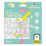 Carte de colorat si trasat linii pentru copii Banana Panda I Love Coloring, imagini cu Sirene, 12 ilustratii de trasare si colorare, 2 imagini panoramice, 2 carti tip acordeon, 96 cm lungim